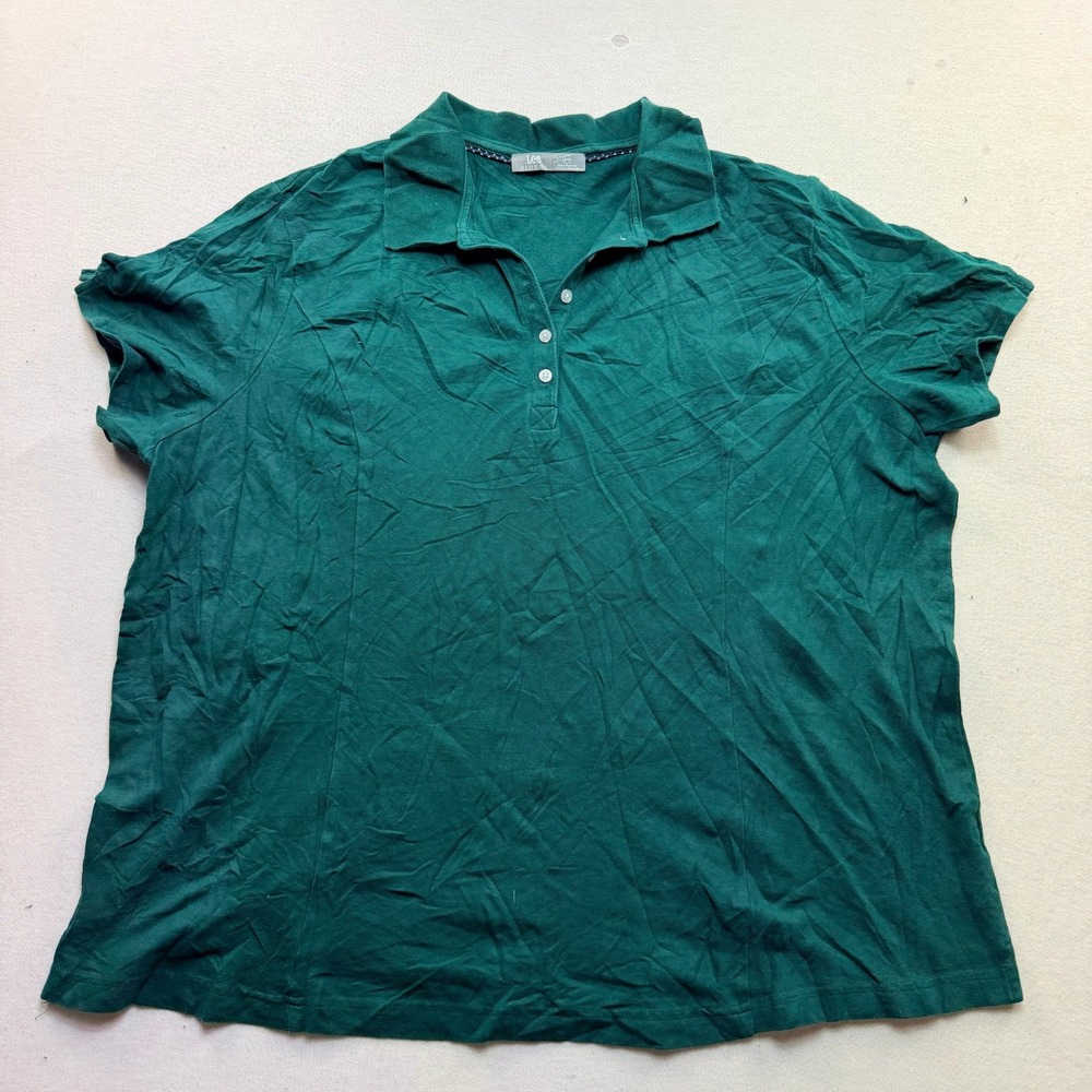 Lee Riders Polo Shirt Womens 2X Double Extra Large Green Excellent Short Sleeve